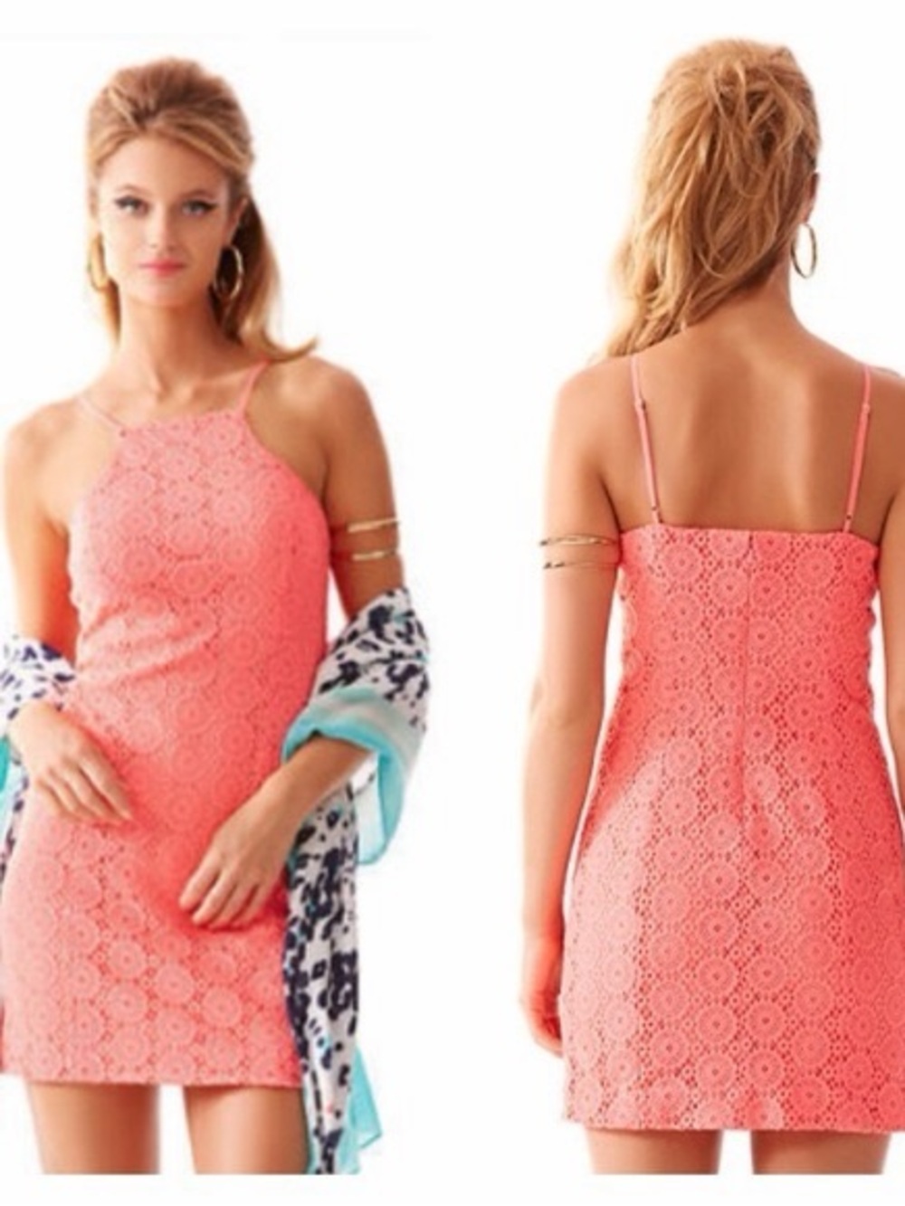 Lilly Pulitzer Coral Lace Shift Dress